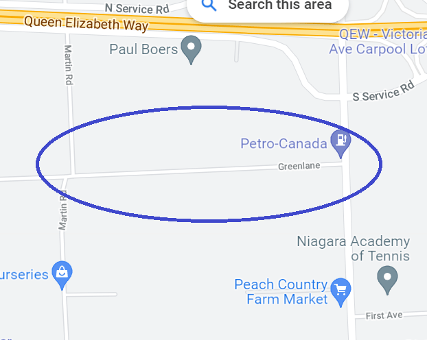 Map of affected area - Greenlane between Martin Rd and Victoria Ave
