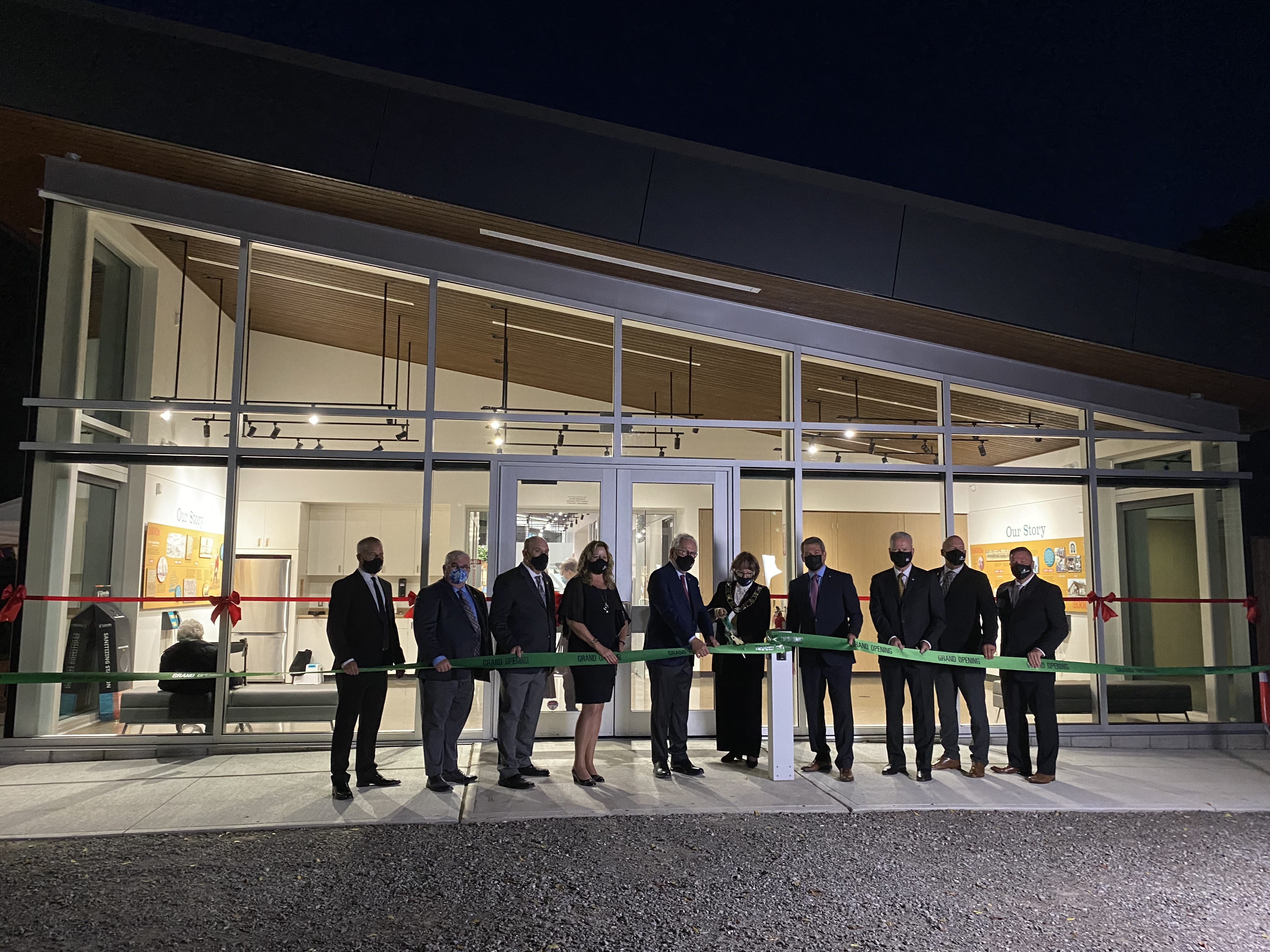 Delegates cut the ribbon at the Official opening of the Lincoln Museum and Cultural Centre