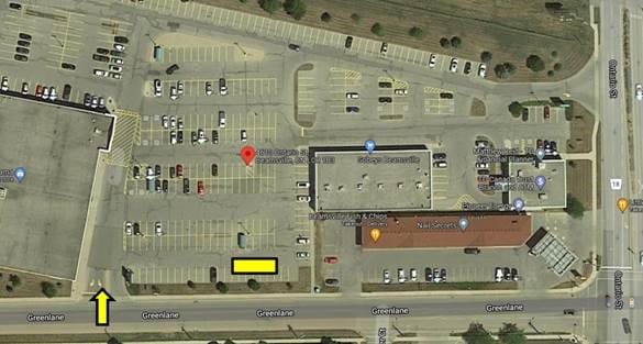 Aerial view of Sobeys Beamsville Parking Lot and location of GO-VAXX clinic