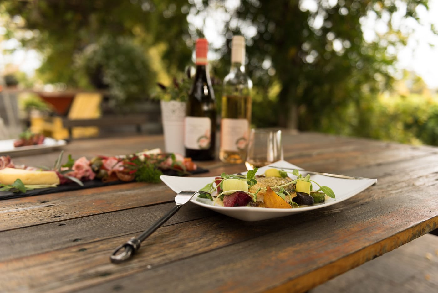 Photo of food and wine from a local winery