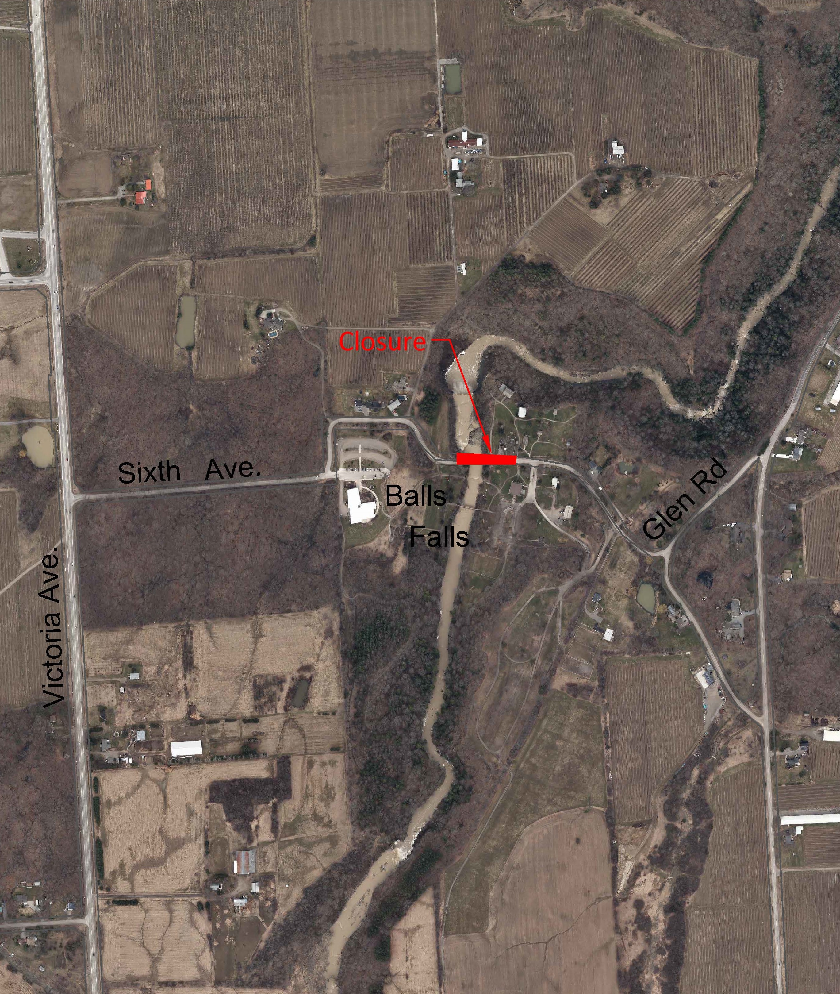 Notice Map Sixth Ave Balls Falls Truss Bridge