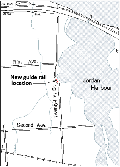 Twenty-First Street Guide Rail Location Map
