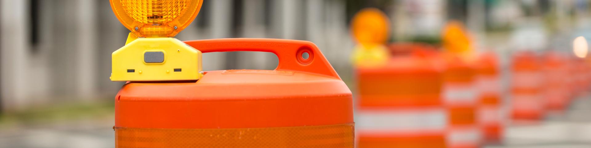 Traffic cones on road