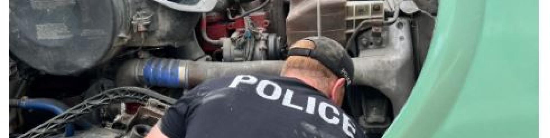 Inspection of commercial vehicle at Vineland Inspection Station