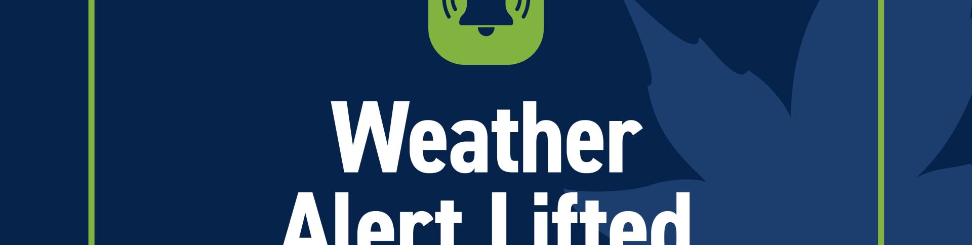 "Weather Alert Lifted" with bell and border