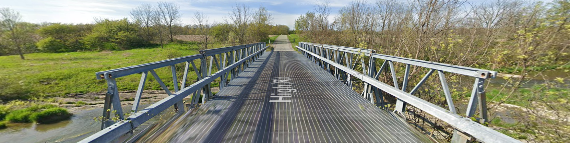 View of a steel road bridge.