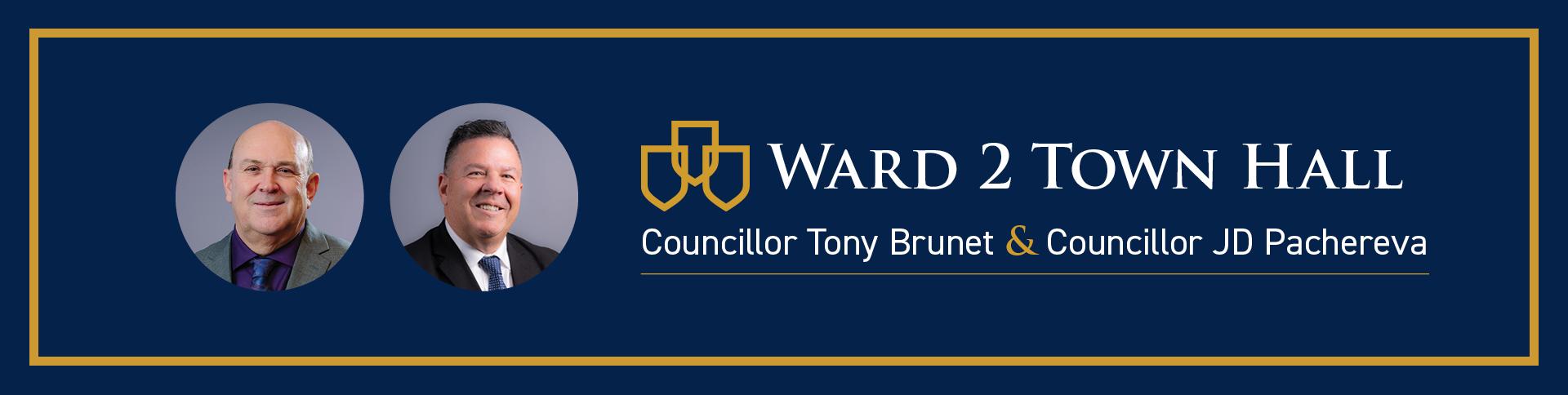 Graphic with pictures of two people, logo, and information on the graphic.