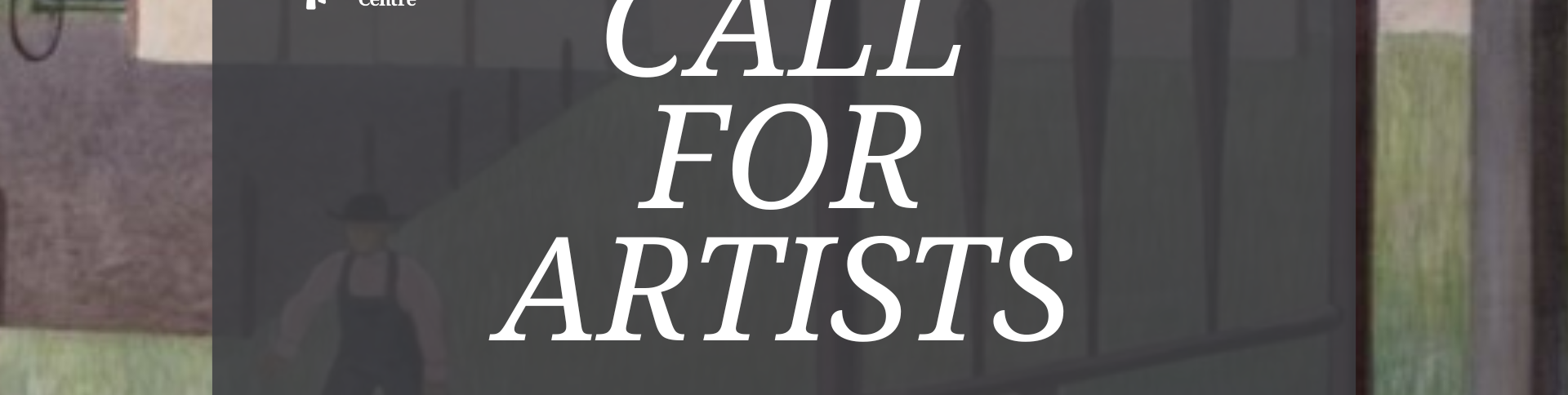 Chair in background with "Call for Artists" banner in foreground