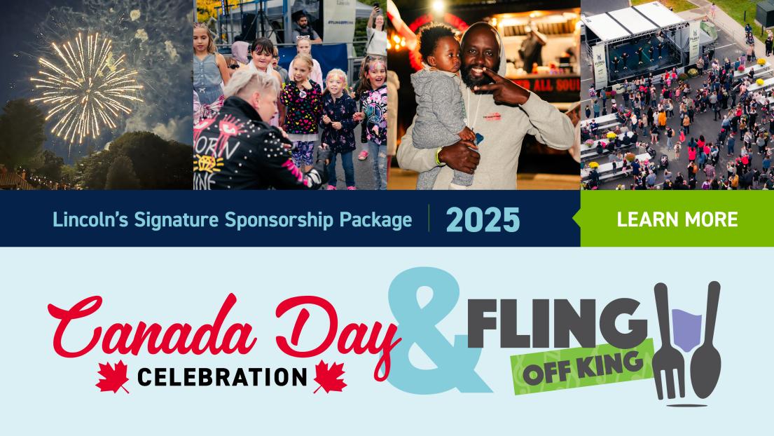 Canada Day and Fling Off King logos with images from events