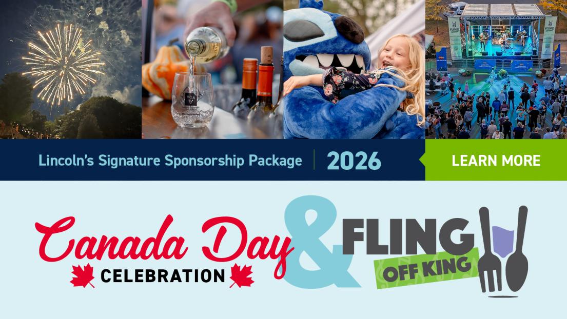 Collage of photos with "Canada Day Celebration" and "Fling Off King" logos in script font