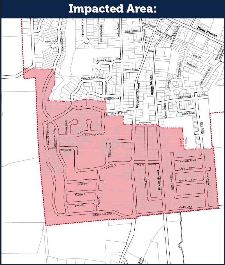 Map of affected customers due to Pumping Station upgrades