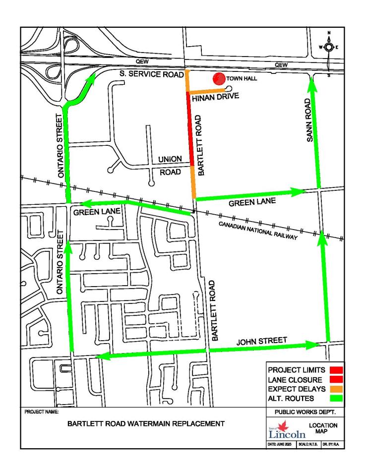 Location Map - Bartlett Road Watermain Replacement