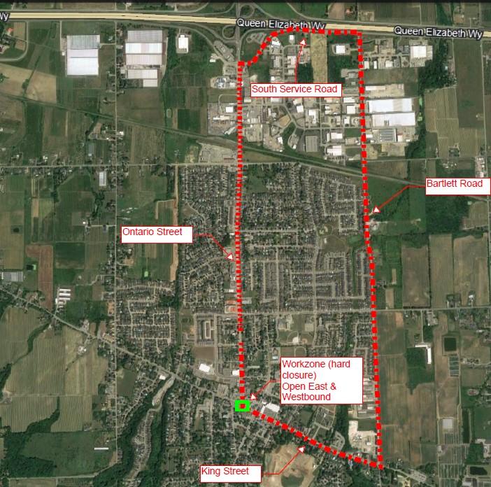 Ontario Street Road Closure Map