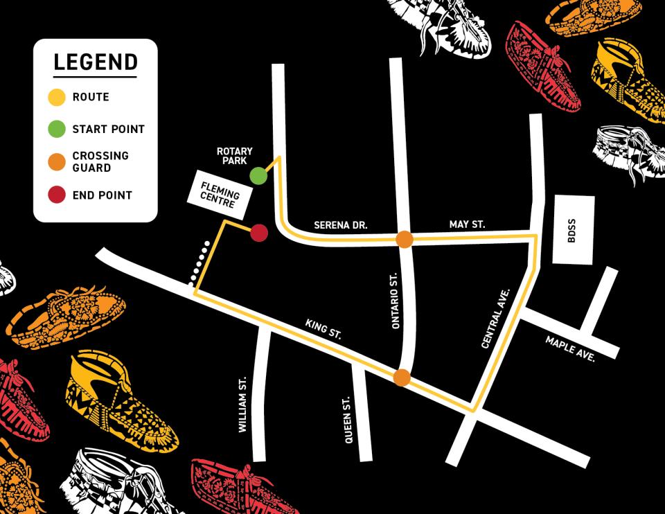 Map of Community Walk route through downtown Beamsville