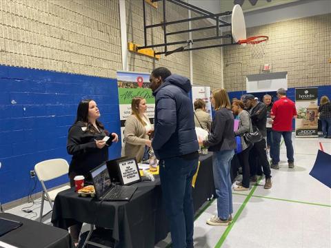 Job seekers and employers at April 2023 Job Fair