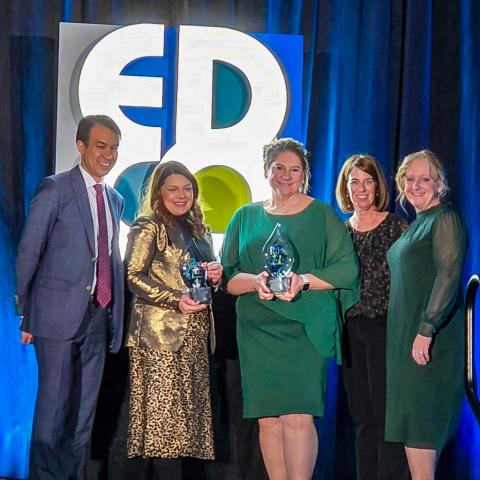 Lincoln, St. Catharines, EDCO, and Enbridge officials stand for a photo with an EDCO award.