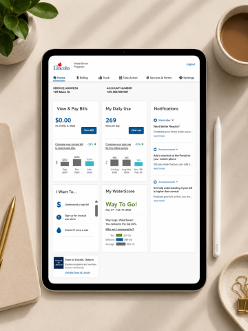 Ipad showing mocked up Watersmart login page